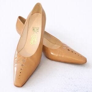 Salvatore Ferragamo Laser-Cut Square Toe Kitten Heels 😍